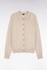 Beige virgin wool and cashmere cardigan