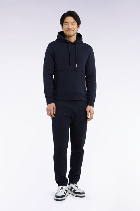 Jogging uni en molleton coton marine coupe droite - Image 2