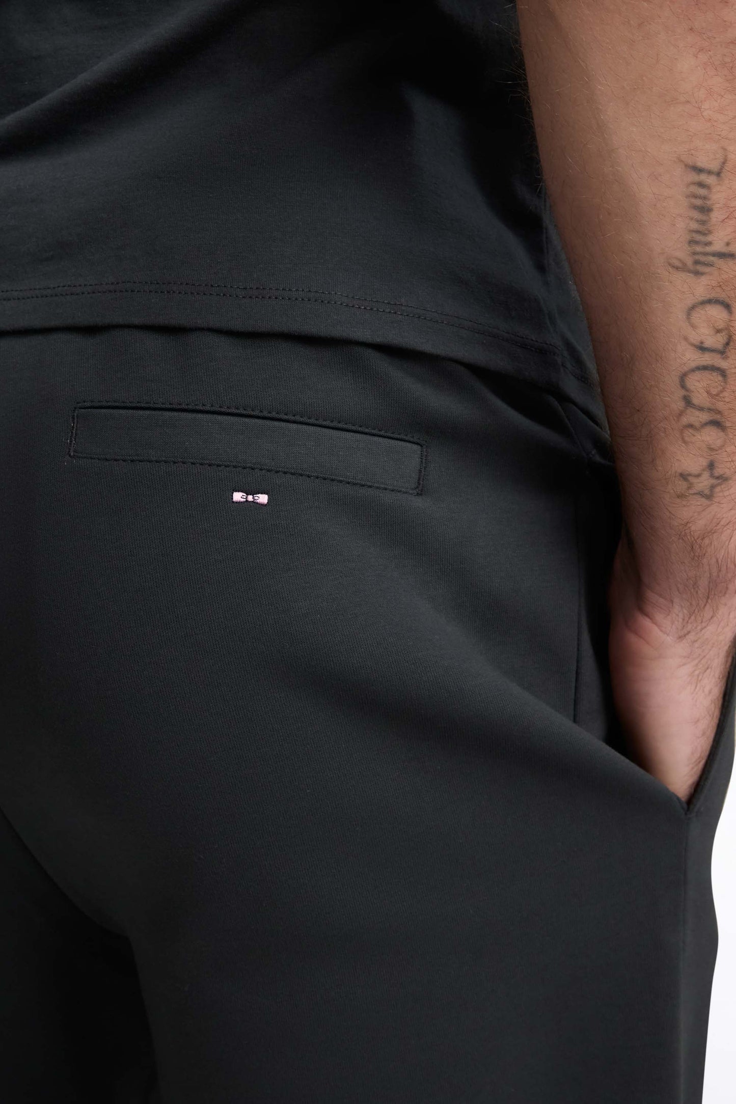 Jogging en interlock de coton stretch kaki coupe droite