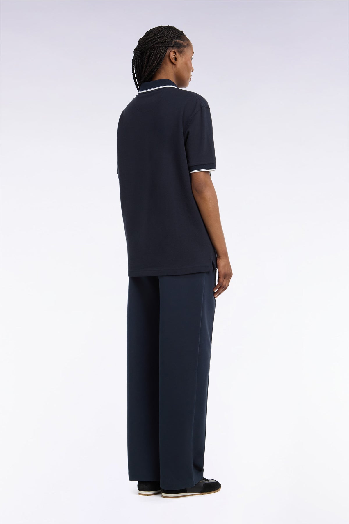 Unisex joggers in navy heather loose fit interlock