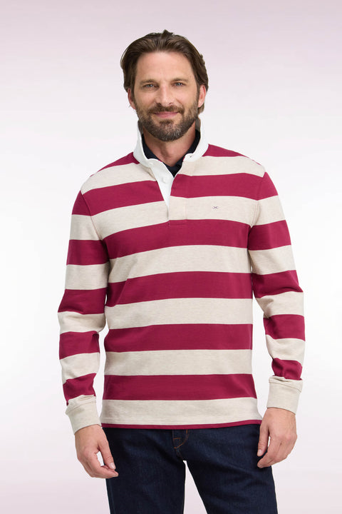 Long-sleeved jersey in red striped cotton jersey - Image 3