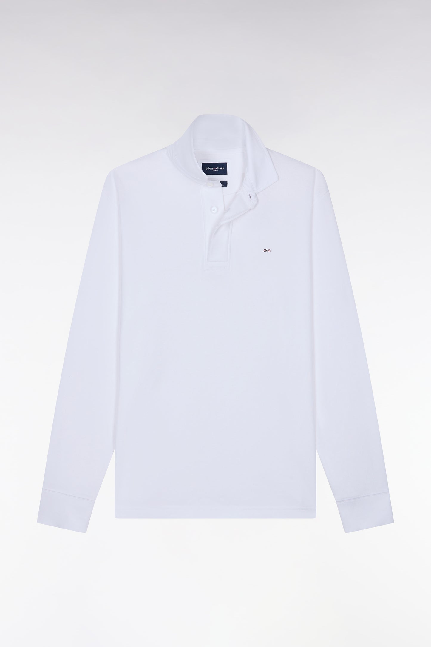 Maillot manches longues en coton Pima blanc coupe droite
