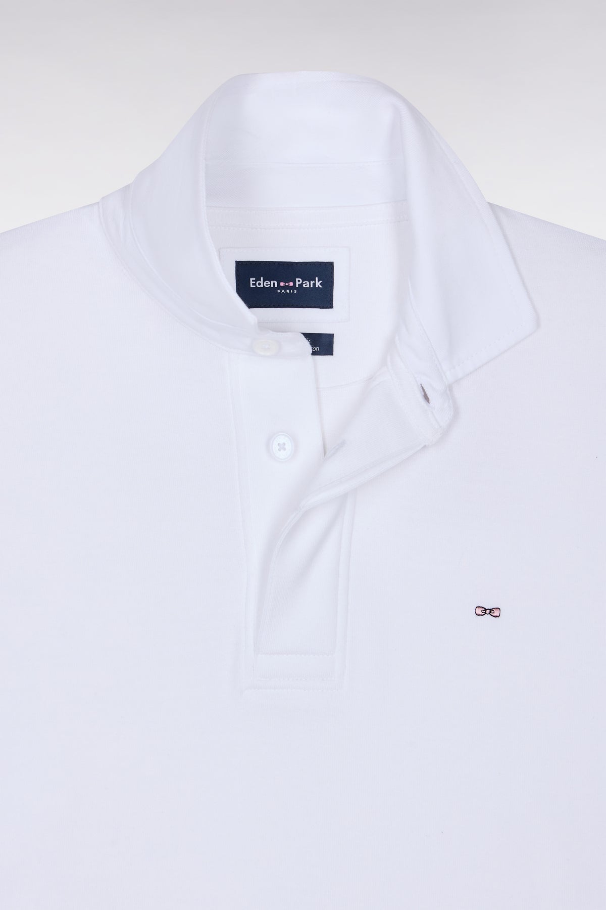 Maillot manches longues en coton Pima blanc coupe droite