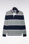 Long-sleeved jersey in khaki striped cotton jersey