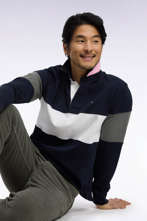 Long-sleeved jersey in khaki tricolor cotton jersey with embroidery 10 - Image 1