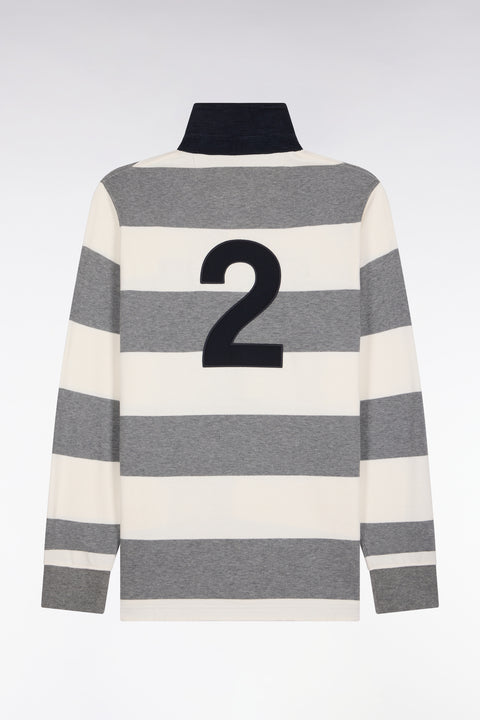 Long-sleeved gray and white striped jersey with embroidery 2 - Image 2