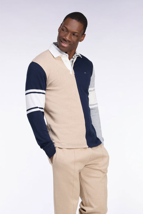 Maillot manches longues en jersey coton à découpe verticale beige - Image 1