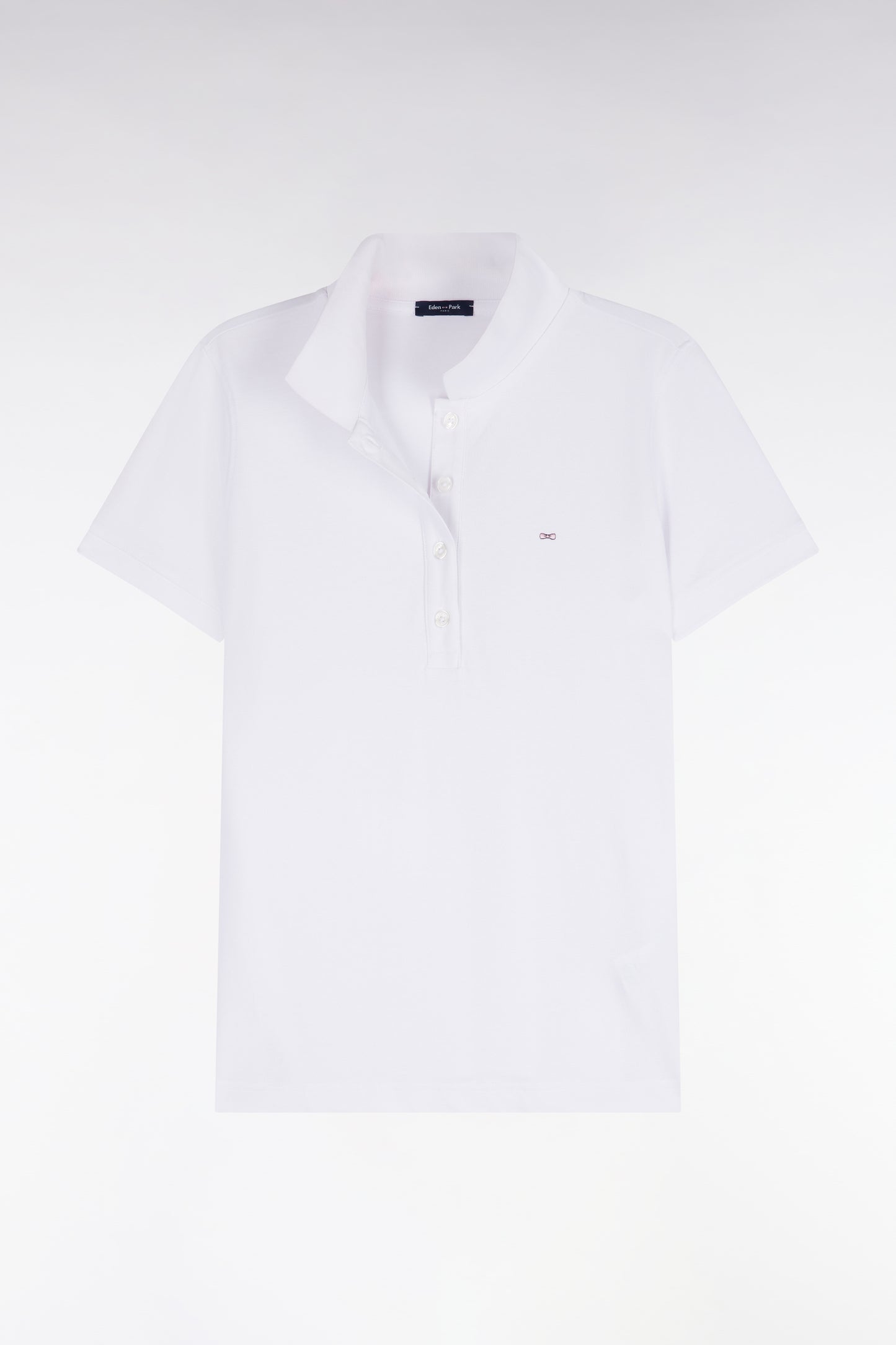 Polo manches courtes en coton stretch blanc coupe ajustée