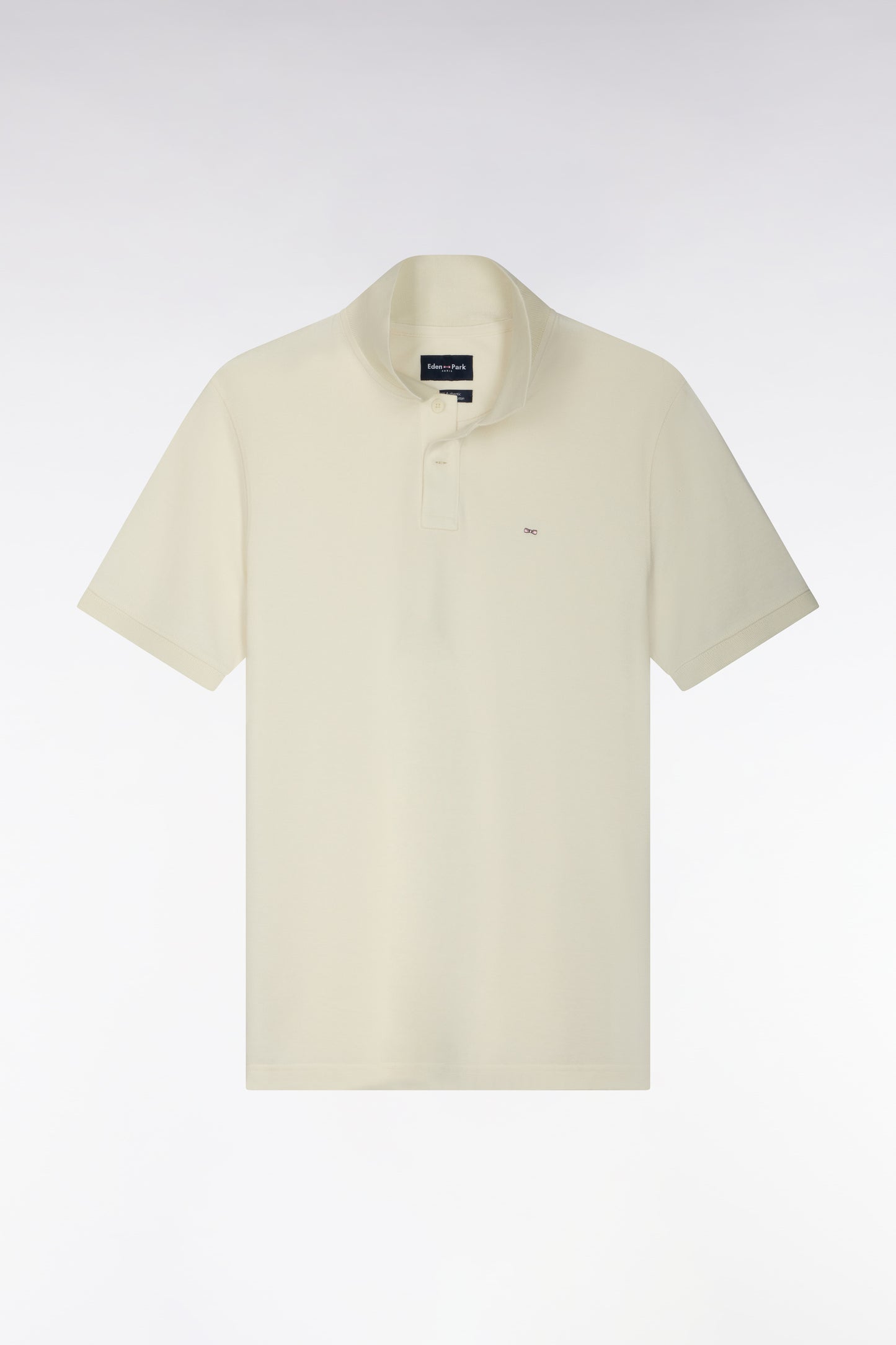 Polo manches courtes en coton Pima écru coupe droite