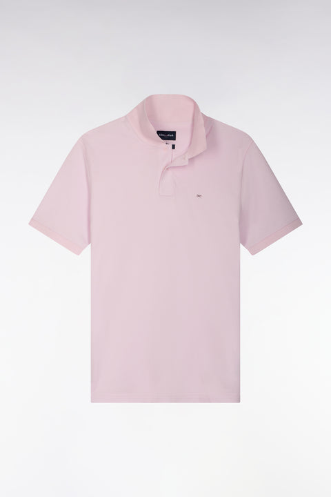 Polo manches courtes en coton Pima rose coupe droite - Image 2