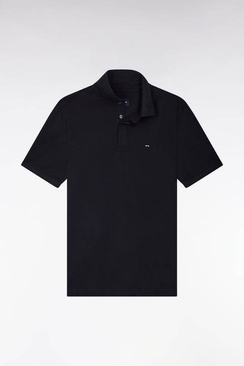 Polo manches courtes en coton stretch marine coupe ajustée - Image 2