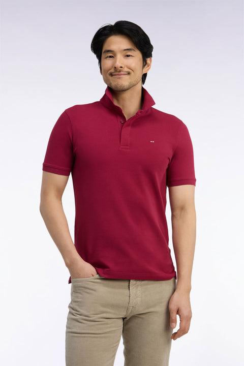 Polo manches courtes en coton stretch rouge coupe ajustée - Image 3