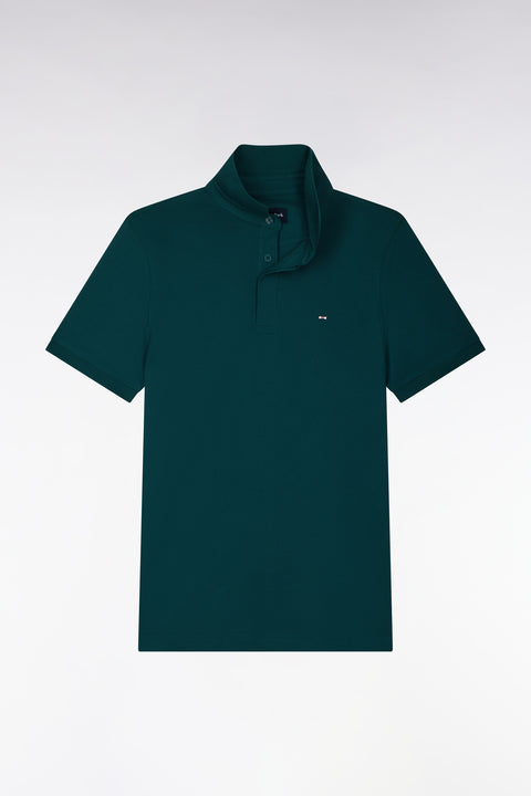 Polo manches courtes en coton stretch vert coupe ajustée - Image 2