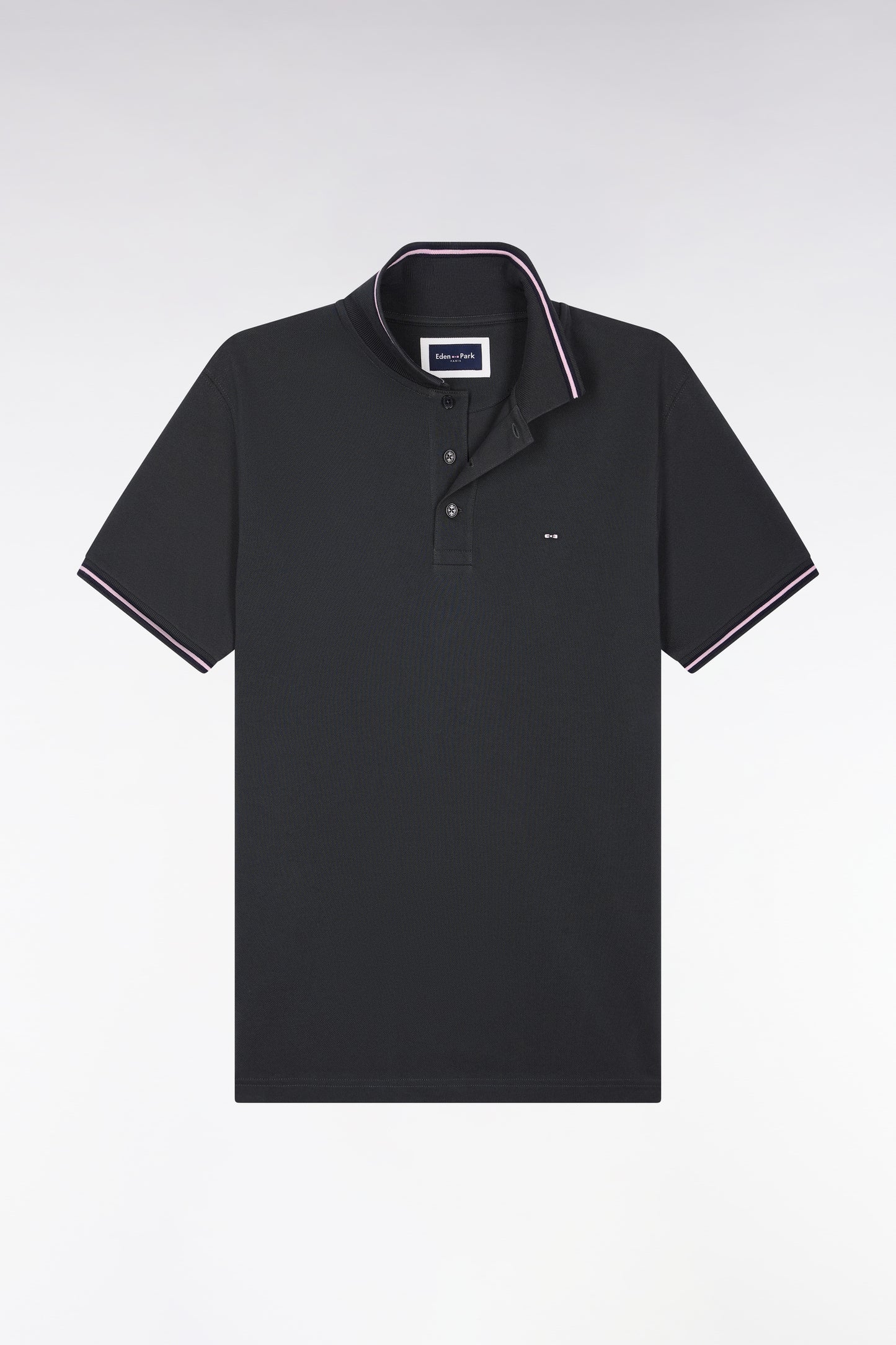 Polo manches courtes en piqué coton kaki coupe droite