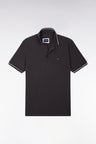 Short-sleeved polo shirt in brown cotton pique straight cut