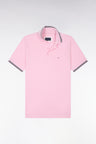 Short-sleeved straight-cut pink cotton pique polo shirt