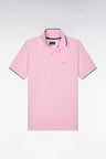 Short-sleeved straight-cut pink cotton pique polo shirt