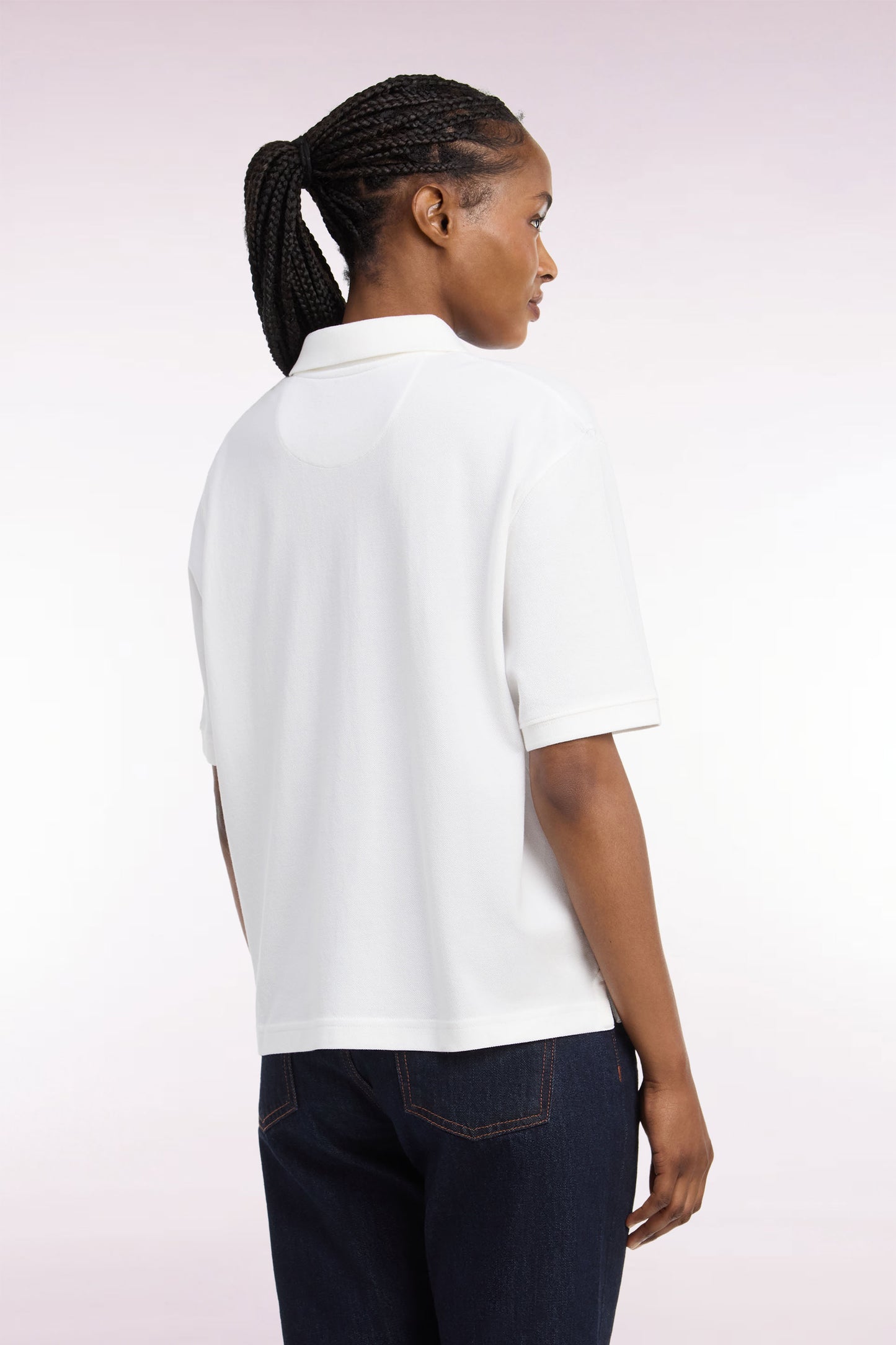 Polo manches courtes en coton blanc coupe oversized
