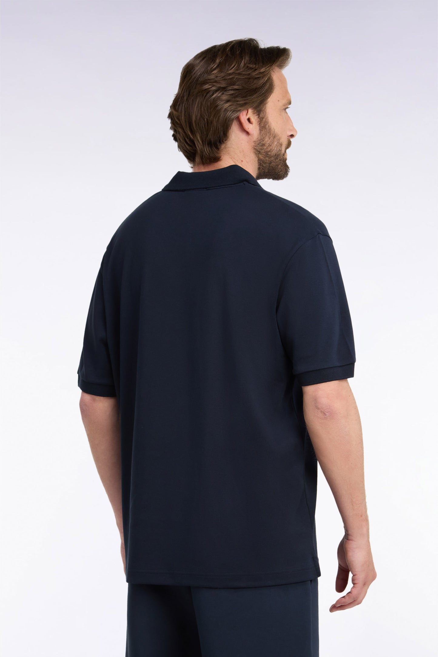 Polo unisexe manches courtes en coton interlock marine