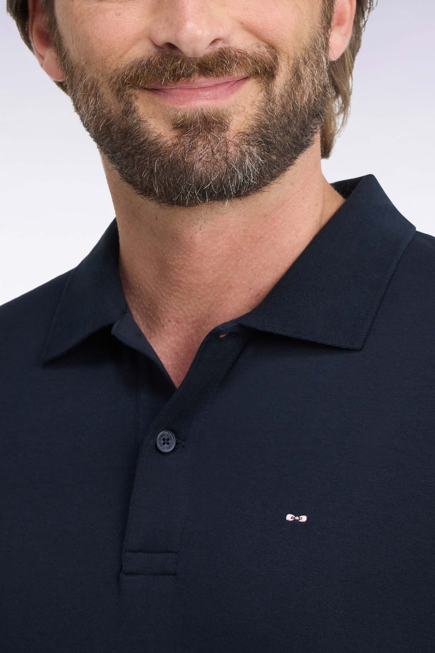 Polo unisexe manches courtes en coton interlock marine