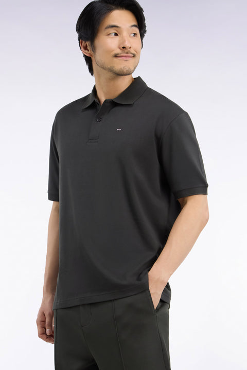 Polo unisexe manches courtes en coton interlock kaki - Image 2