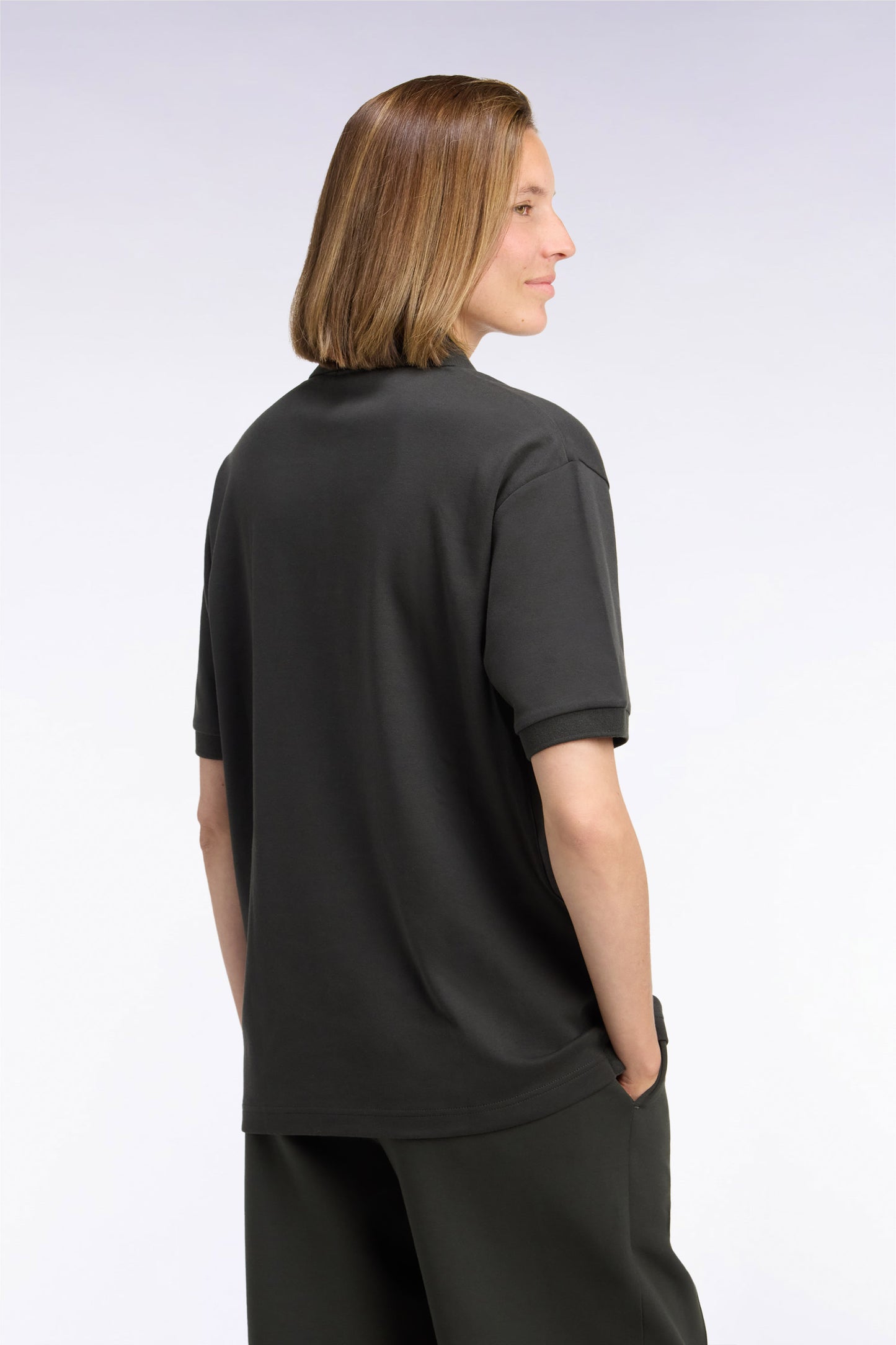 Polo unisexe manches courtes en coton interlock kaki