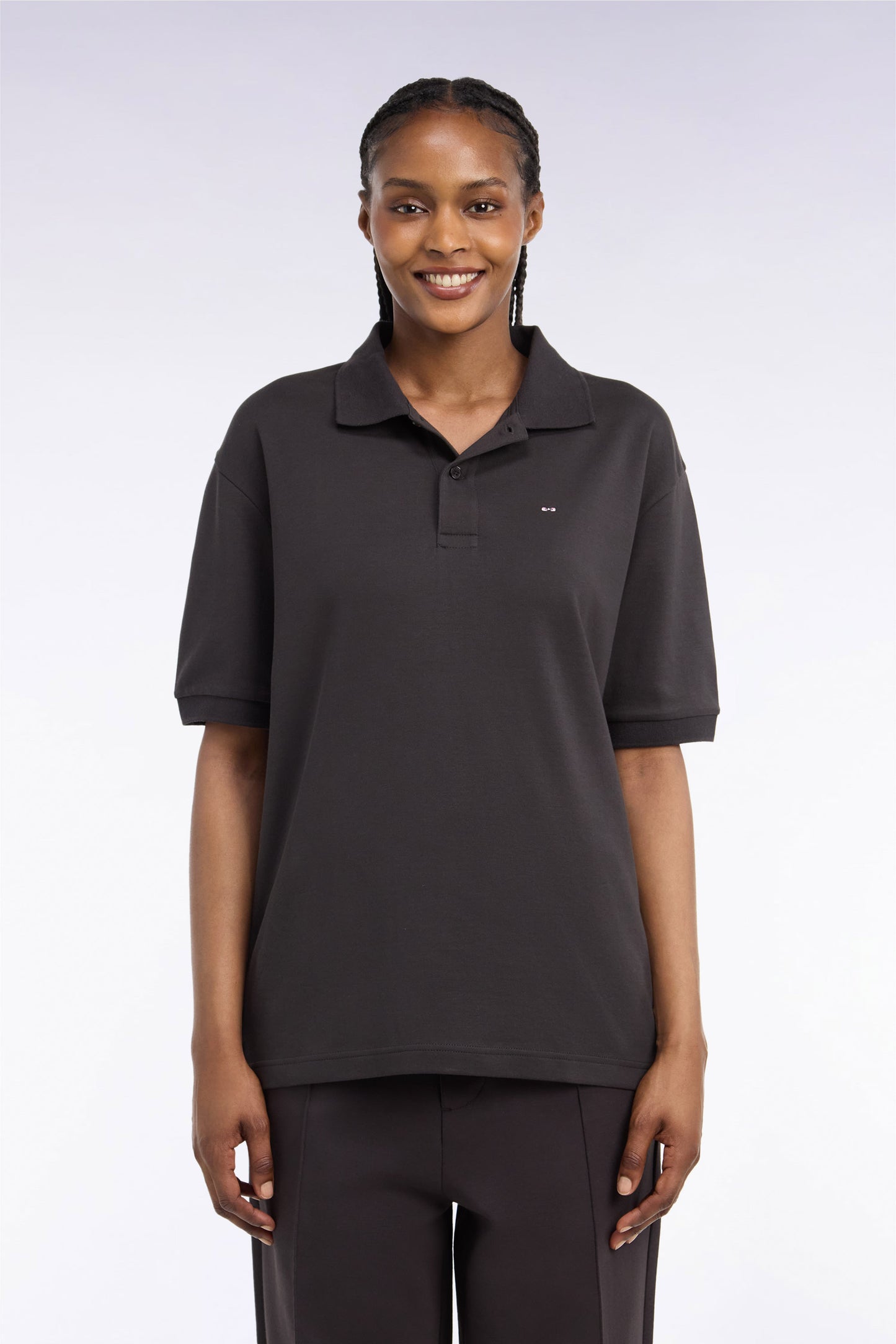 Polo unisexe manches courtes en coton interlock marron