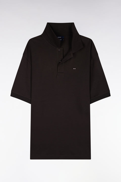 Polo unisexe manches courtes en coton interlock marron - Image 2