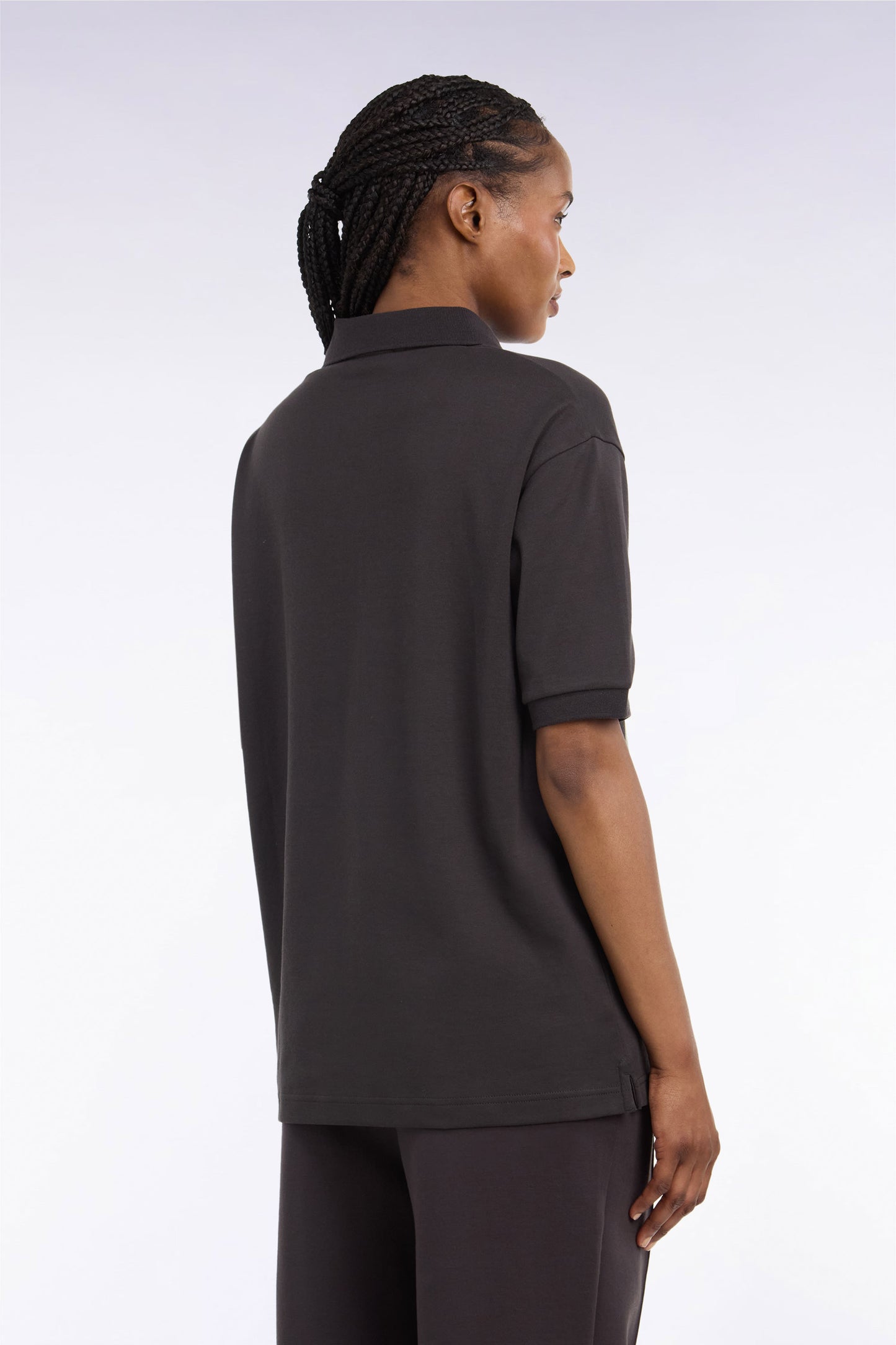 Polo unisexe manches courtes en coton interlock marron