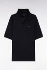 Short-sleeved unisex polo shirt in black interlock cotton