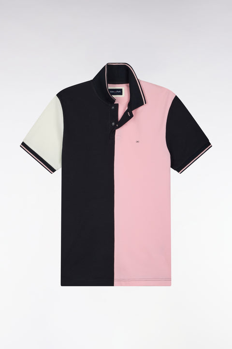 Polo manches courtes à découpe marine et roses coupe droite - Image 2