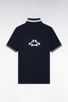 Short-sleeved straight-cut navy cotton polo shirt