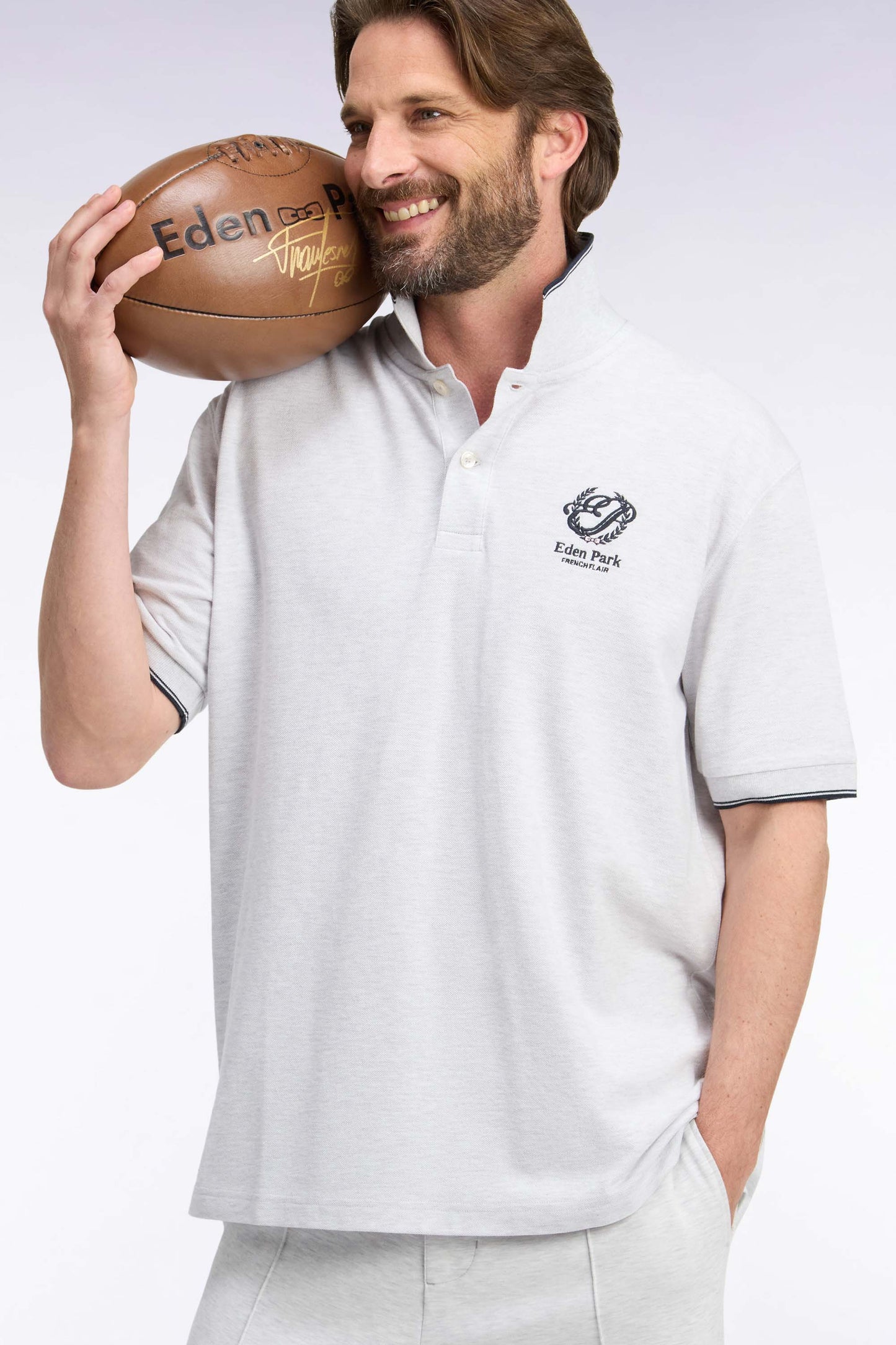 Polo manches courtes en coton mercerisé gris