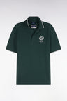 Forest green mercerized cotton short-sleeved polo shirt