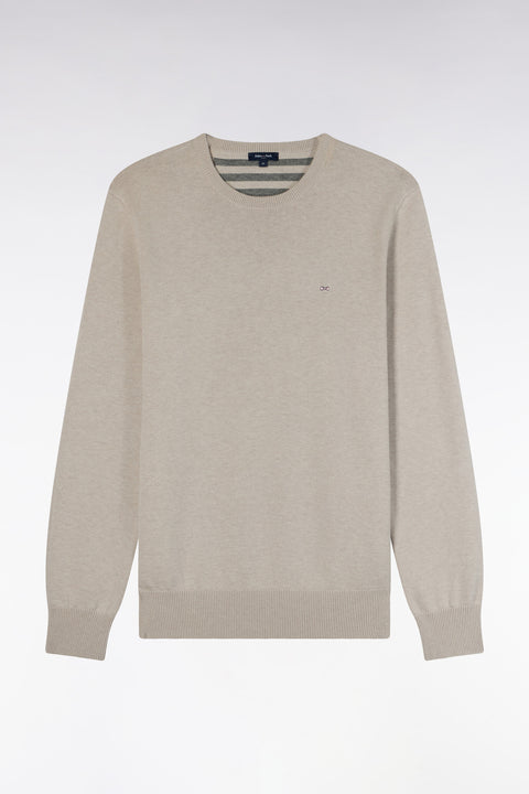 Gray wool and cotton round-neck straight-cut sweater - Image 2