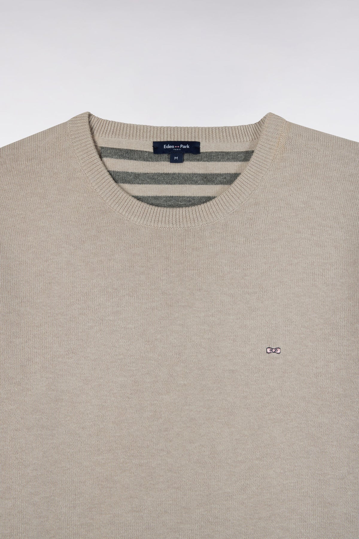 Gray wool and cotton round-neck straight-cut sweater