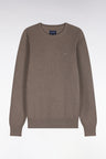 Gray cotton round-neck straight-cut sweater