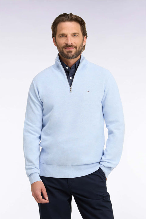 Pull col camionneur en coton gris clair coupe droite - Image 3