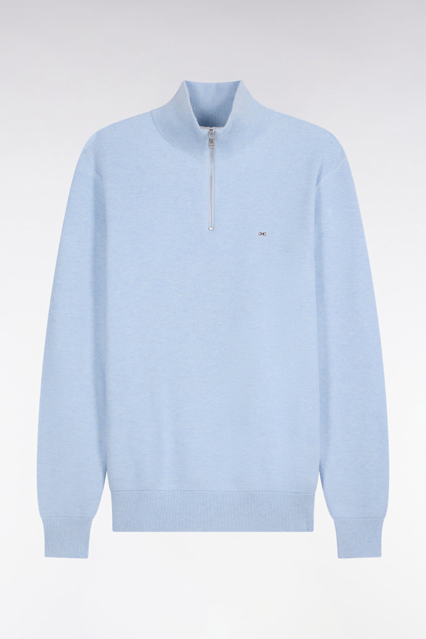 Pull col camionneur en coton gris clair coupe droite