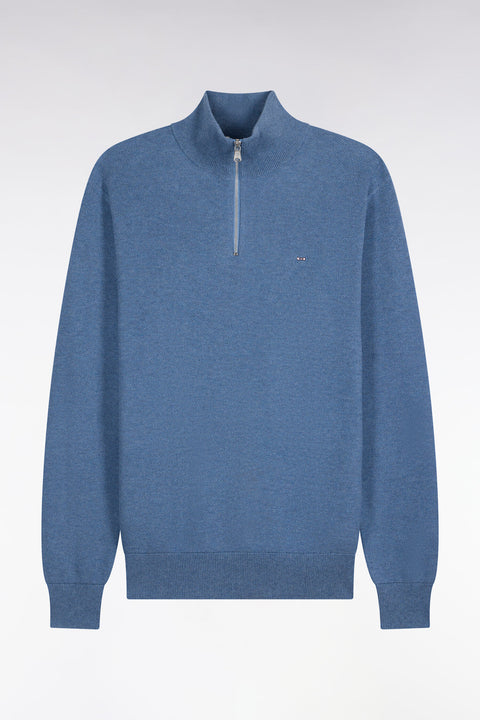 Pull col camionneur en coton bleu coupe droite - Image 2