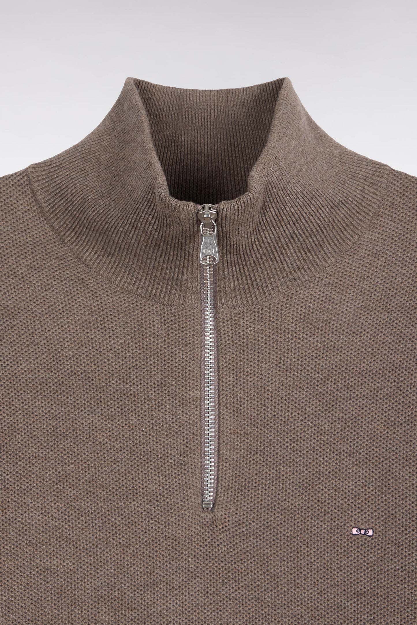 Pull col camionneur en coton gris anthracite coupe droite