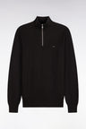 Straight cut brown cotton trucker neck sweater