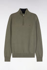 Khaki Cotton Trucker Neck Sweater