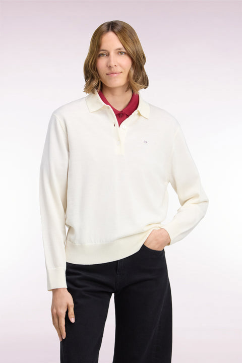 Pull col maillot en laine écru coupe décontractée - Image 3