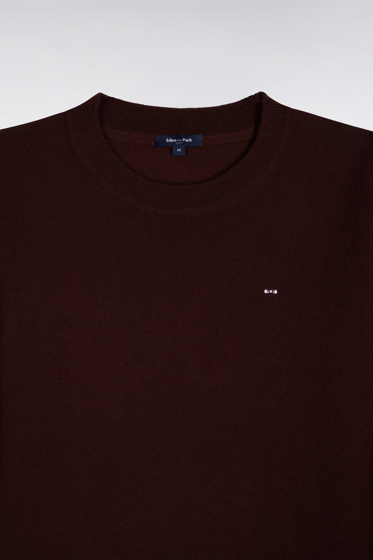 Pull col rond en laine marron coupe droite