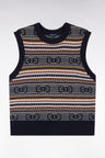 Navy wool and cotton sleeveless sweater