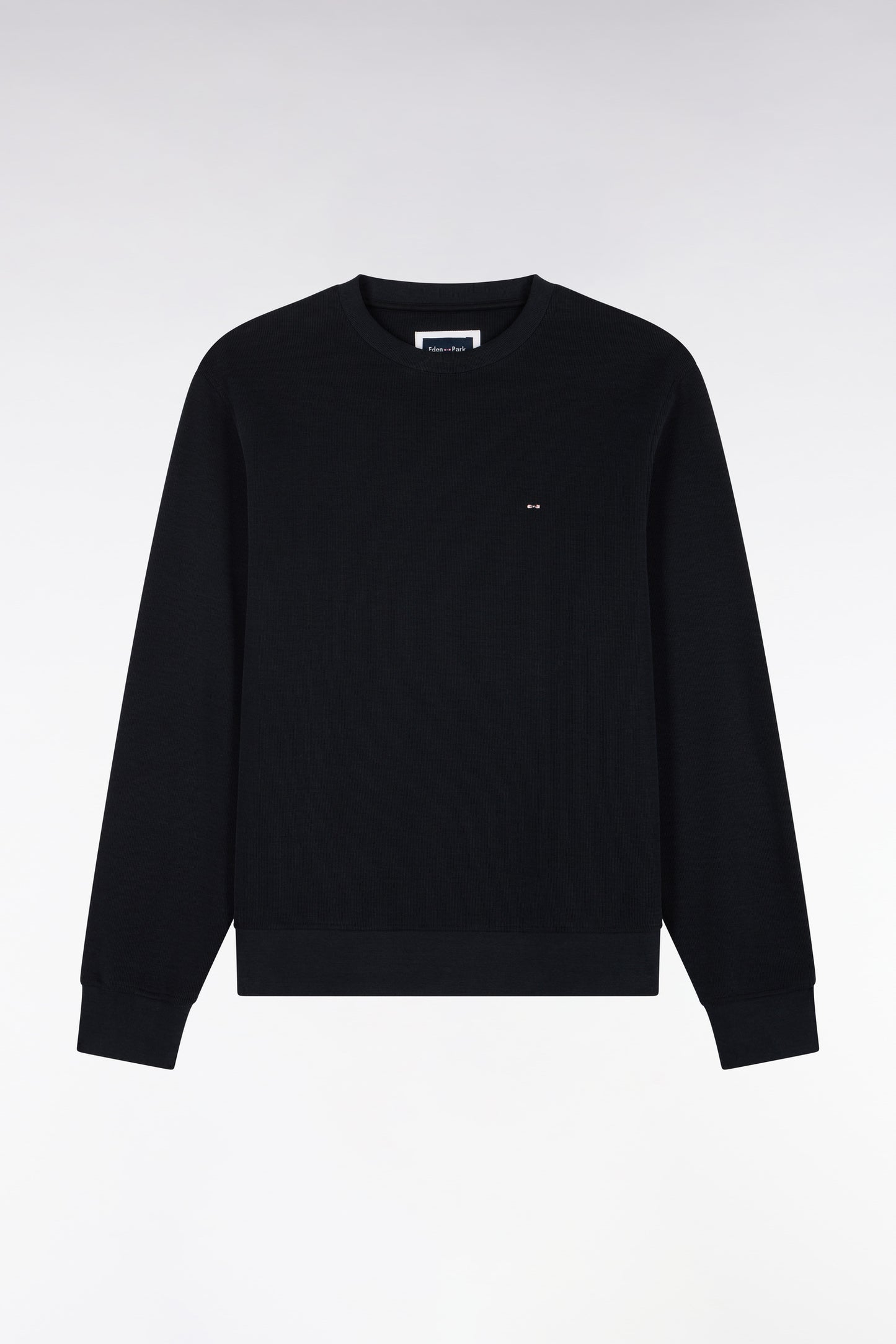 Sweatshirt à col rond en molleton coton marine coupe droite