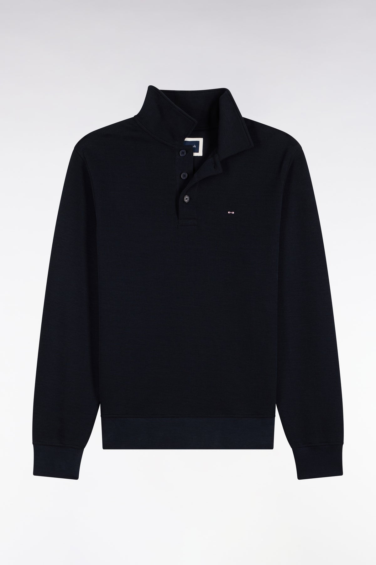 Straight cut navy cotton polo collar sweatshirt