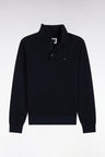 Straight cut navy cotton polo collar sweatshirt