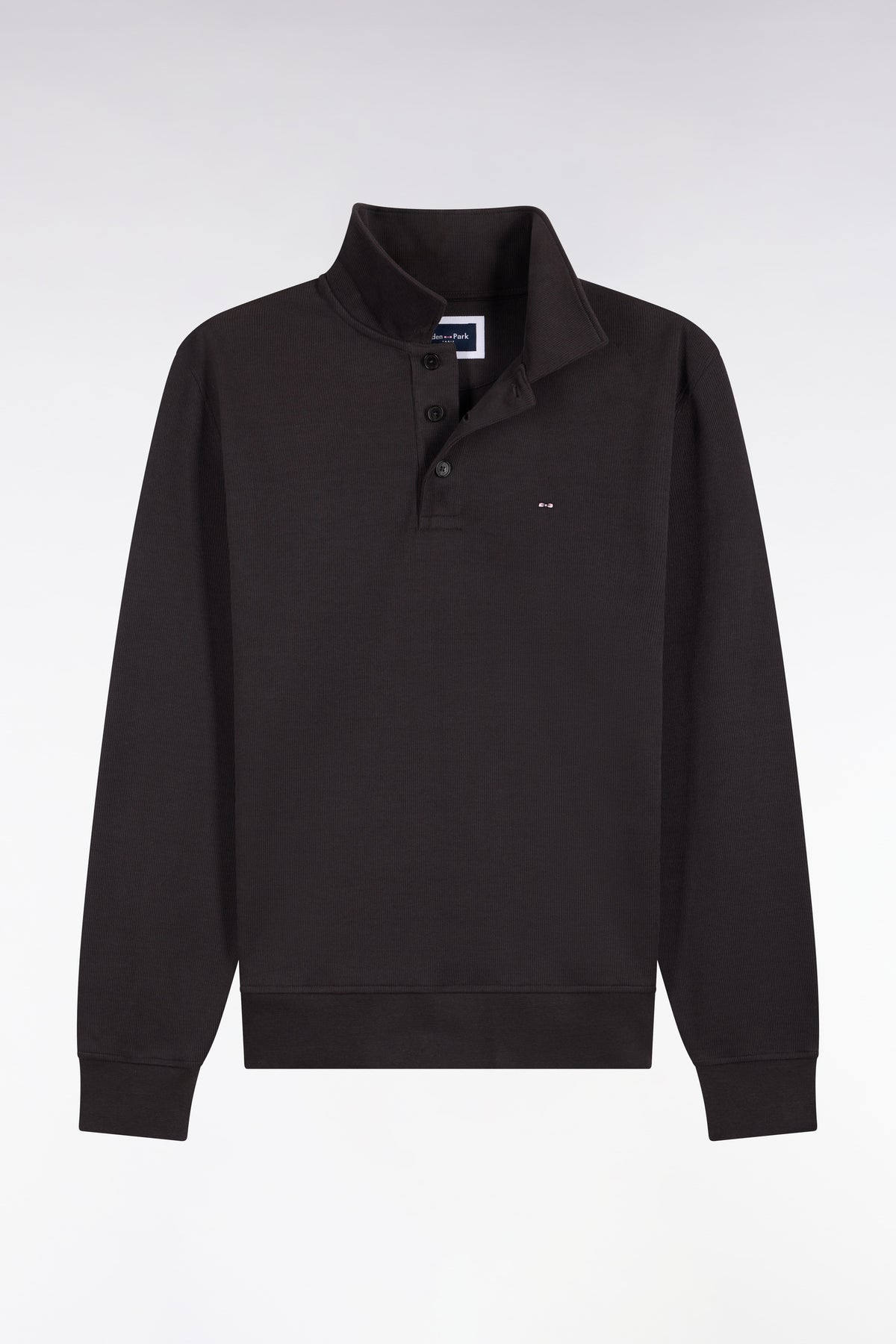 Straight cut brown cotton polo collar sweatshirt